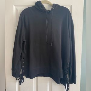 3 for $20 🌺 Warehouse One 2XL Black pull over hoodie with Lace Up Side Detail